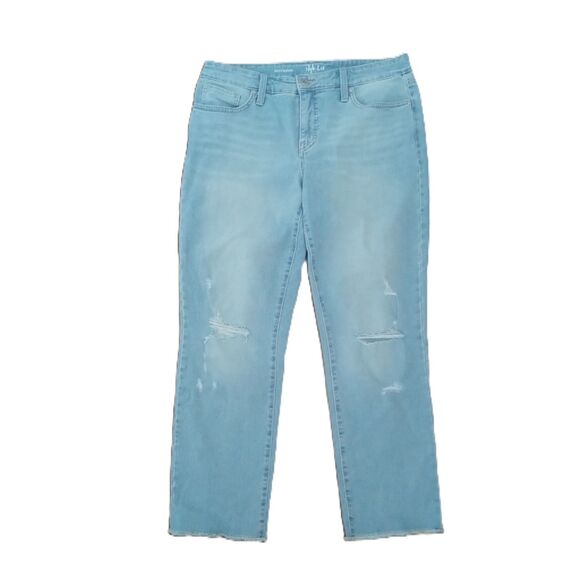 Style & Co Boyfriend Distressed Sz 8 Women's Light Wash Mid Rise Jeans - Picture 1 of 4